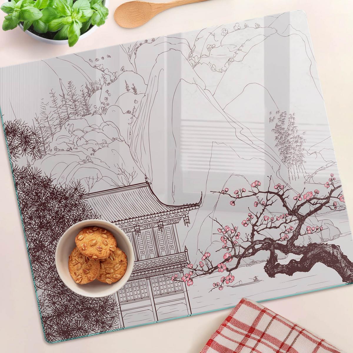 GLASPLATTE 60x52 cm China Landschaft - Beige, Glas (60/0.4/52cm) - TULUP