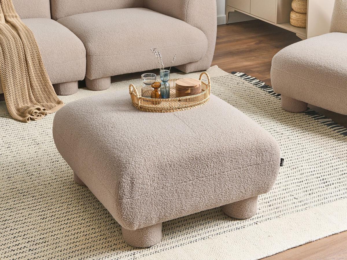 OTTOMANE Bouclé Beige Mjalbi - Beige, Textil (78/41/78cm) - Beliani