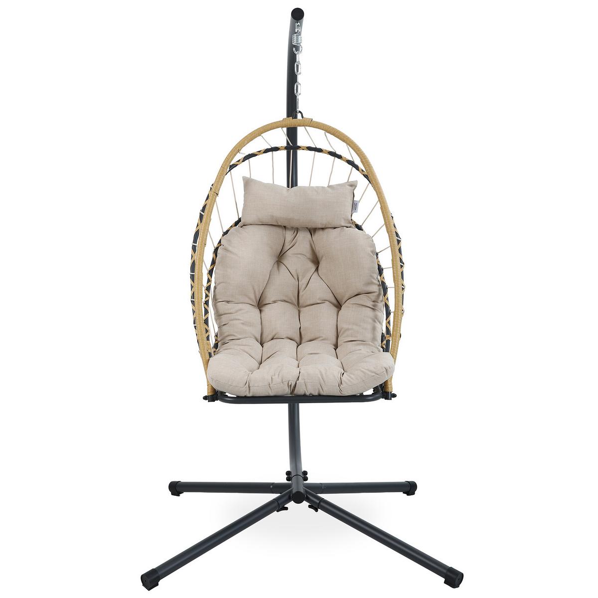 HÄNGESESSEL Mykonos mit stabiler Stahlrahmen, 109 cm, Beige - Beige, Metall (109/192/124cm) - Beautysofa