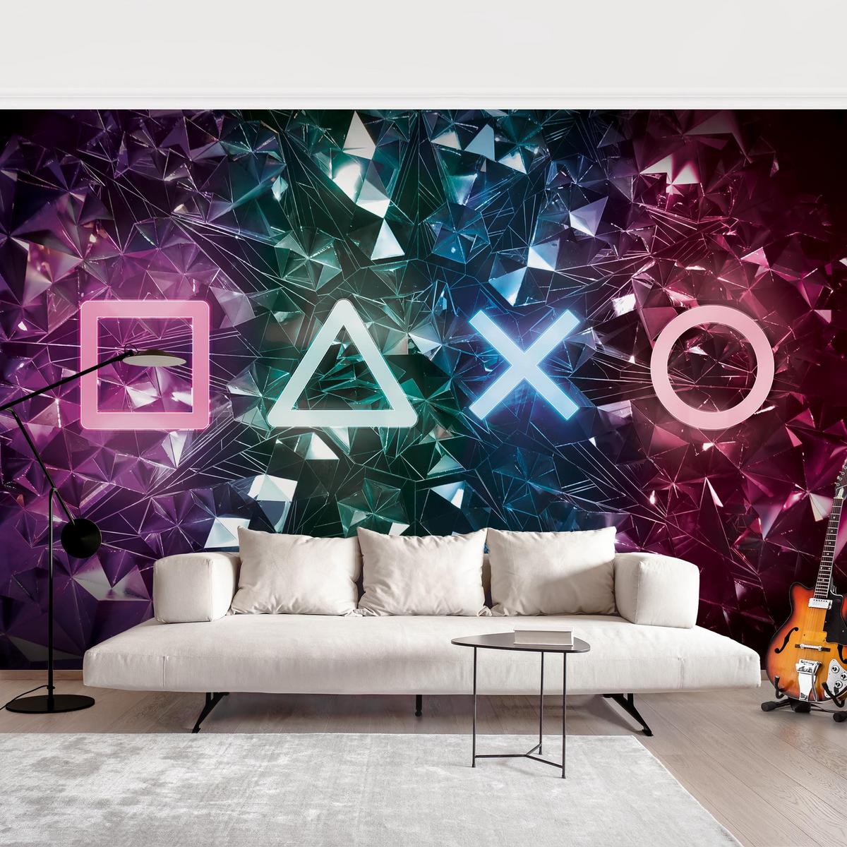 FOTOTAPETE Controller Symbole in Kristallen 384/255 cm - Multicolor, Papier (384/255cm) - Bilderwelten