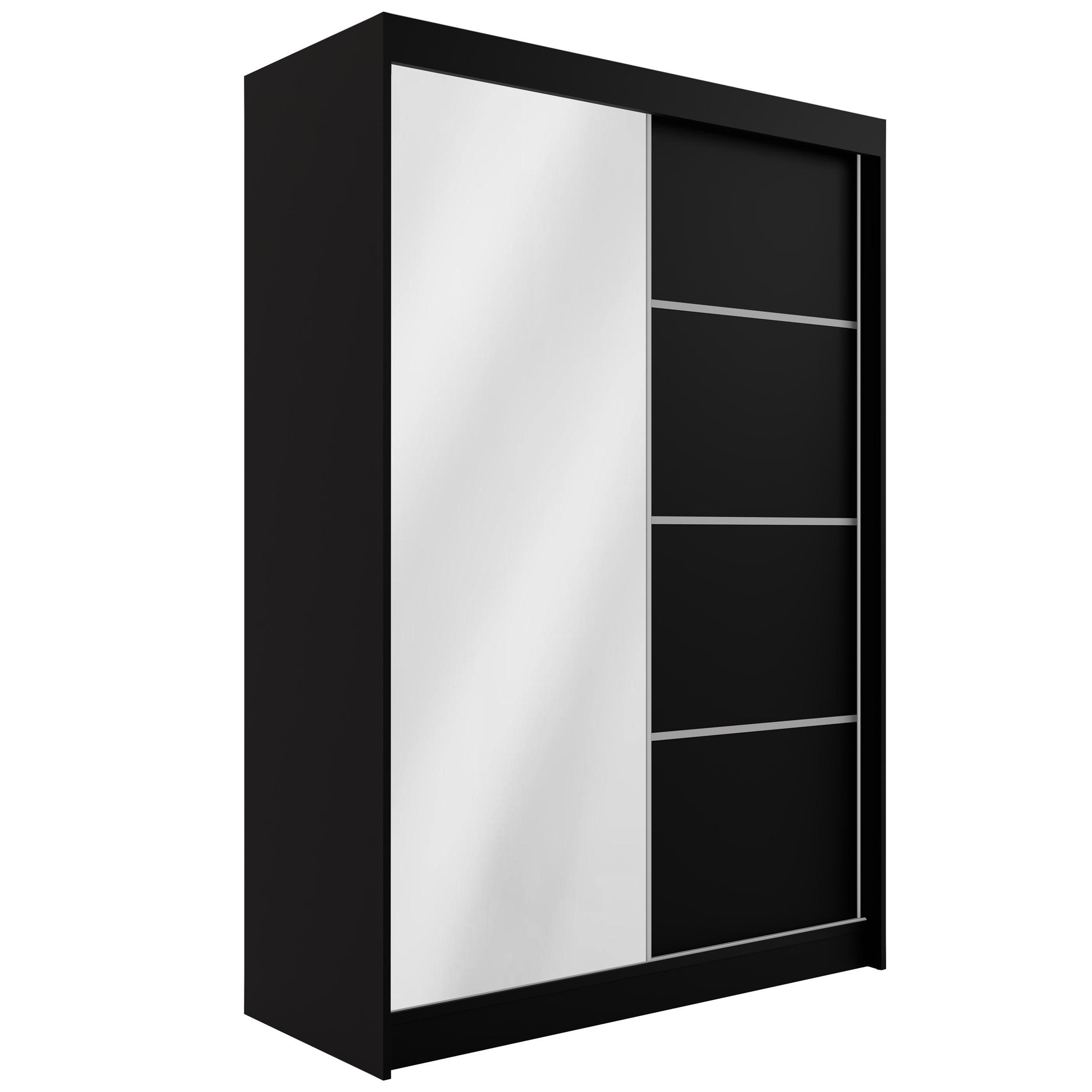 KLEIDERSCHRANK PAOKI - 120 cm - Schwarz - Schwarz, Holzwerkstoff (120/215/61cm) - ALTDECOR