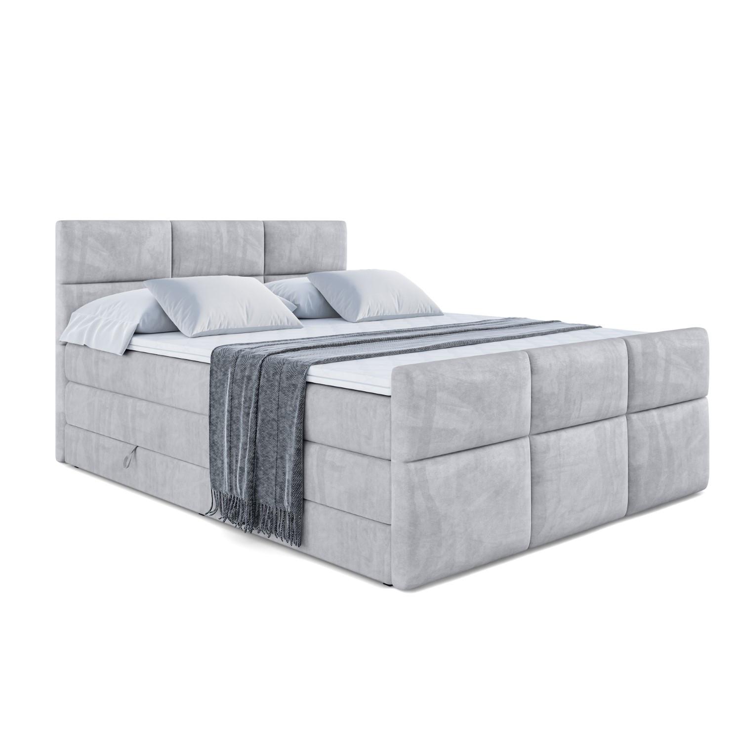 BOXSPRINGBETT OHIO-Z KING - 120x200 - H3/H4 - Hellgrau - Hellgrau, Holzwerkstoff (120/200cm) - ALTDECOR