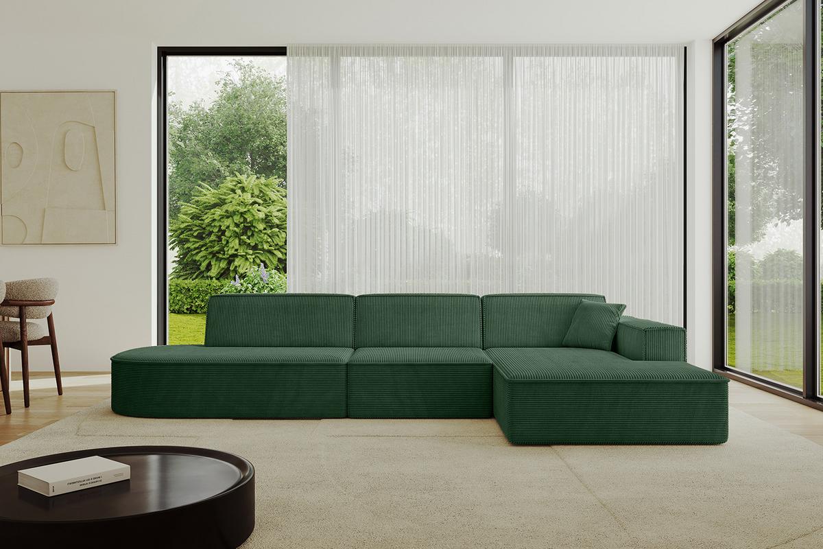 ECKSOFA Ottomane Rechts IREA-L2-v4 - 327x165x77 cm Grün - Currygelb, Holzwerkstoff/Textil (327/165cm) - ALTDECOR