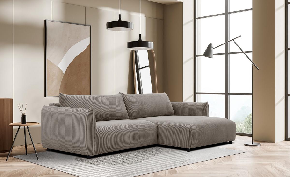 ECKSOFA TAUER 5-Sitzer, taupe - Taupe/Schwarz, Holzwerkstoff/Kunststoff (292/174cm) - Wozimo