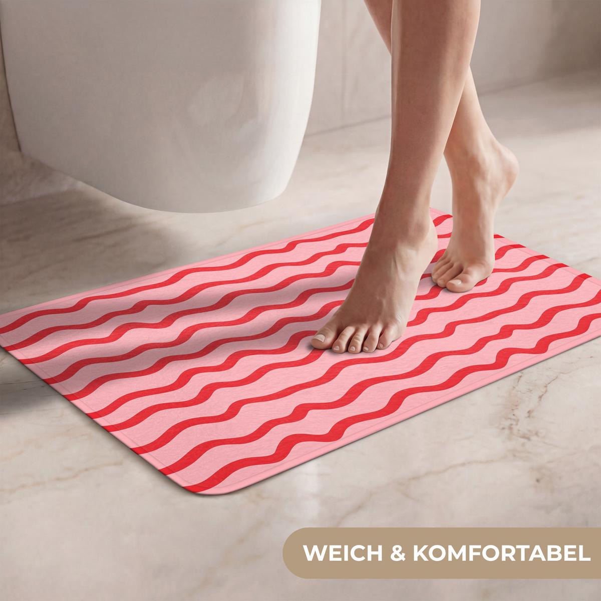 WC-VORLEGER Verspielt - Muster - Rot Toilettenvorleger 60x40 cm - Rosa, Textil (60/1cm) - OnlyWow