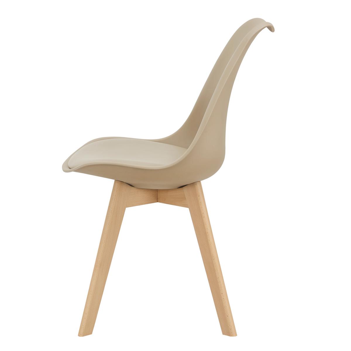 ESSZIMMERSTUHL-SET 2 TLG. Fläten - Beige, Leder (49/81/57cm) - [en.casa]