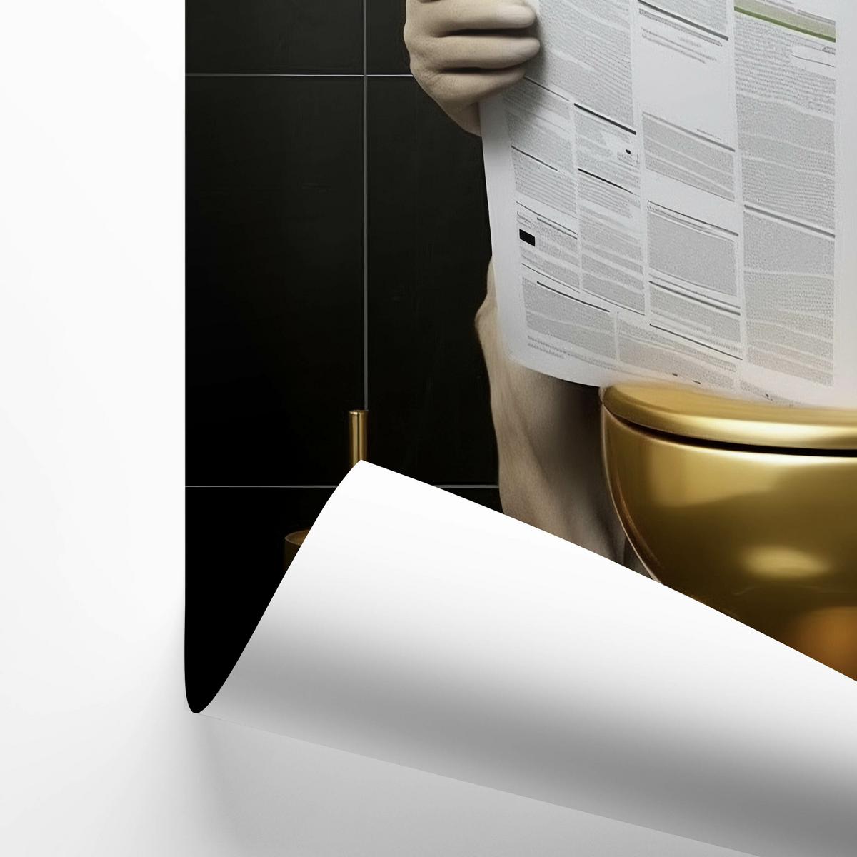 POSTER für WC Badezimmer LÖWE in Toilette Zeitung Abstraktion 50x70cm - Gelb/Beige, Papier (50/70/70cm) - Muralo