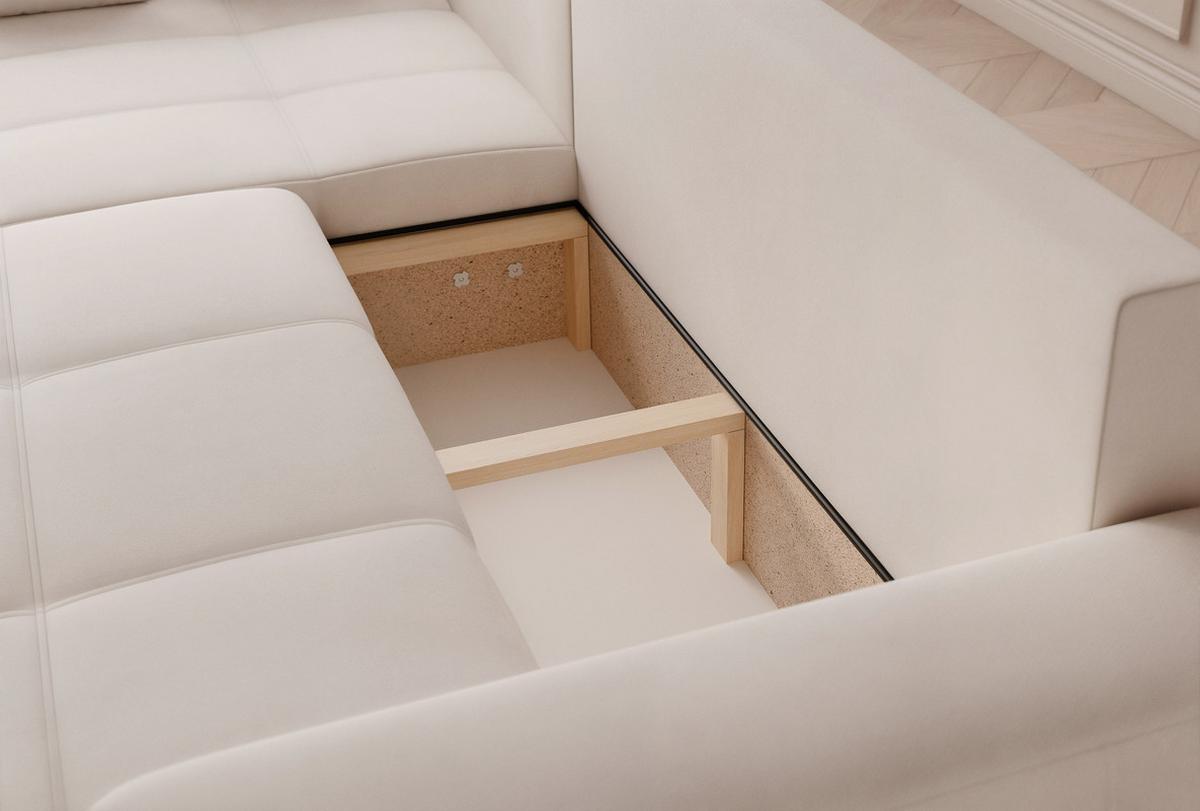 ECKSOFA PEDRO mit Schlaffunktion und Bettkasten Creme - Creme, Holzwerkstoff/Textil (278/145cm) - Idohome