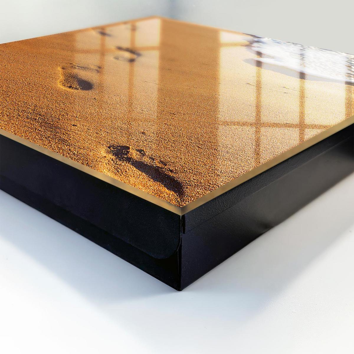 SCHLÜSSELBOX Schwarz 30x30 cm- Türöffnung nach rechts - Die Ruhe des Strandes - Gelb, Metall (30/30/5cm) - TULUP