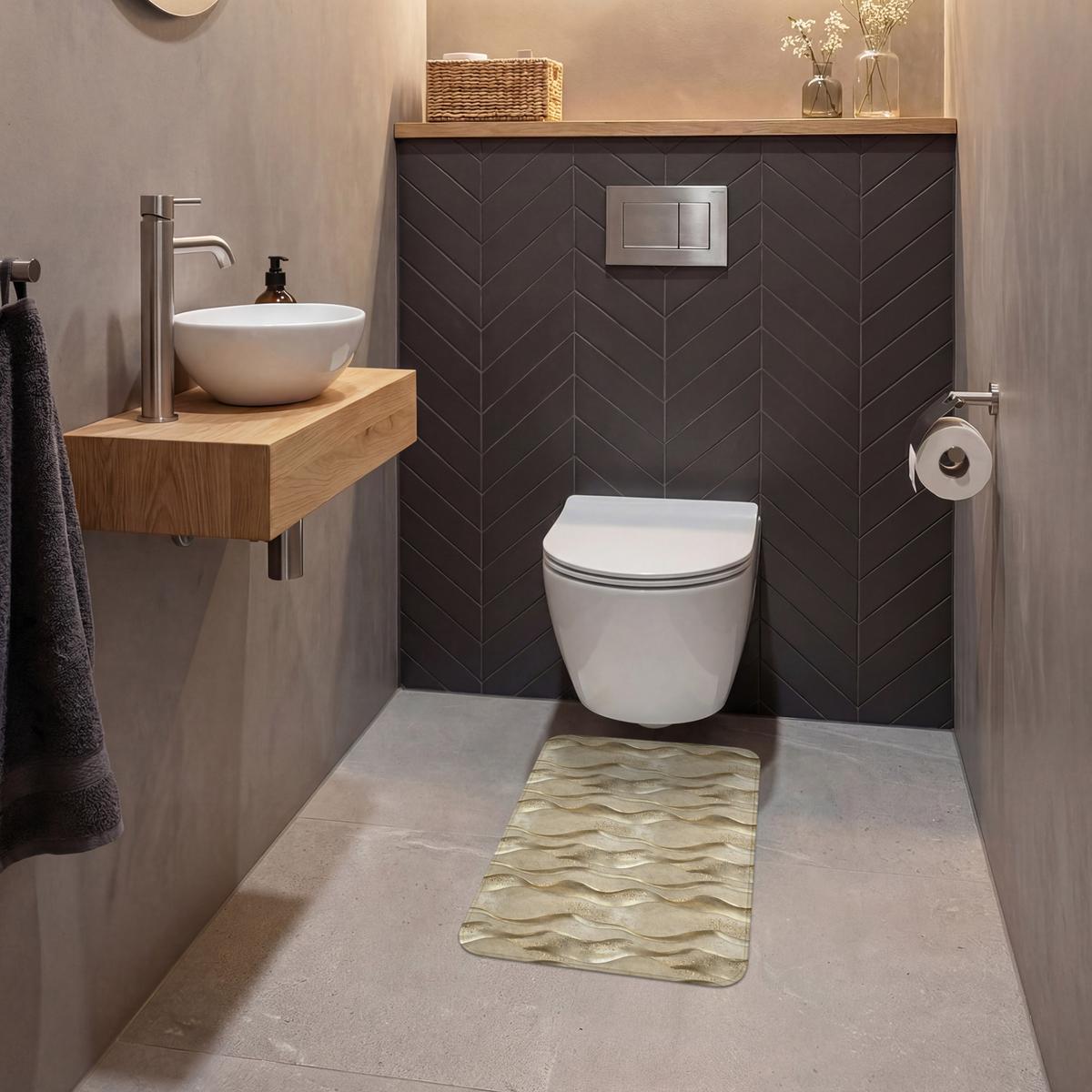 WC-VORLEGER Wellen - Muster - Gold WC Teppich 40x60 cm - Messingfarben, Textil (40/1cm) - OnlyWow