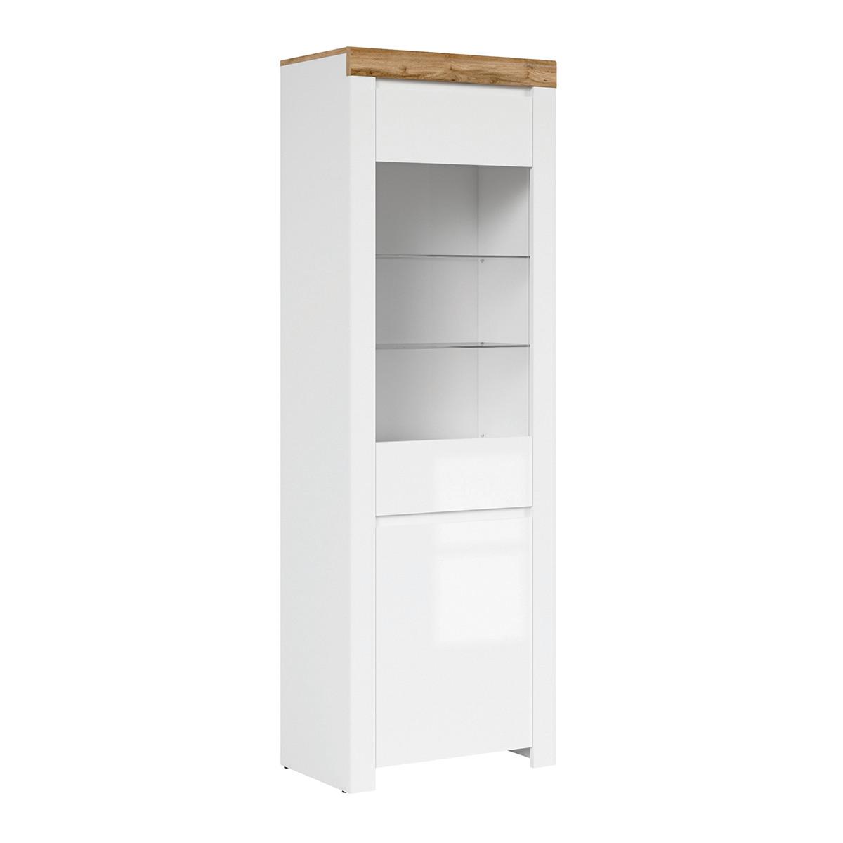 VITRINE Hella Weiß und Holz - Weiß, Holzwerkstoff (68/203/42cm) - Petits-meubles