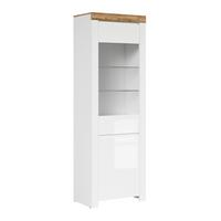 VITRINE Hella Weiß und Holz - Weiß, Holzwerkstoff (68/203/42cm) - Petits-meubles