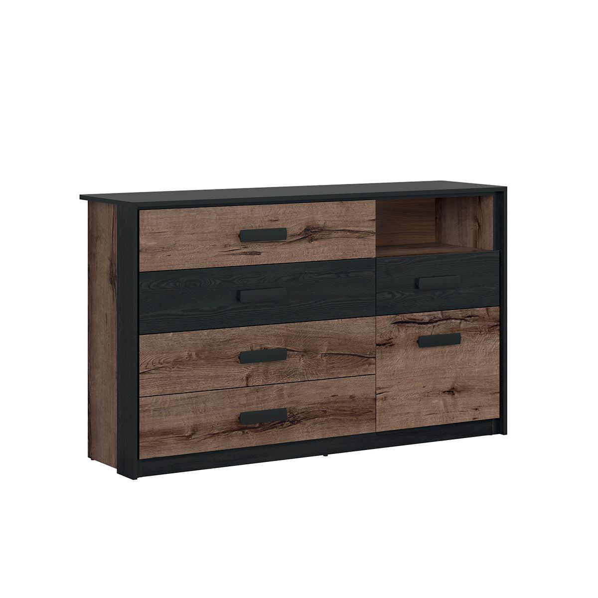 KOMMODE Romane Holz und Schwarz - Schwarz, Holzwerkstoff (150/90/41cm) - Petits-meubles