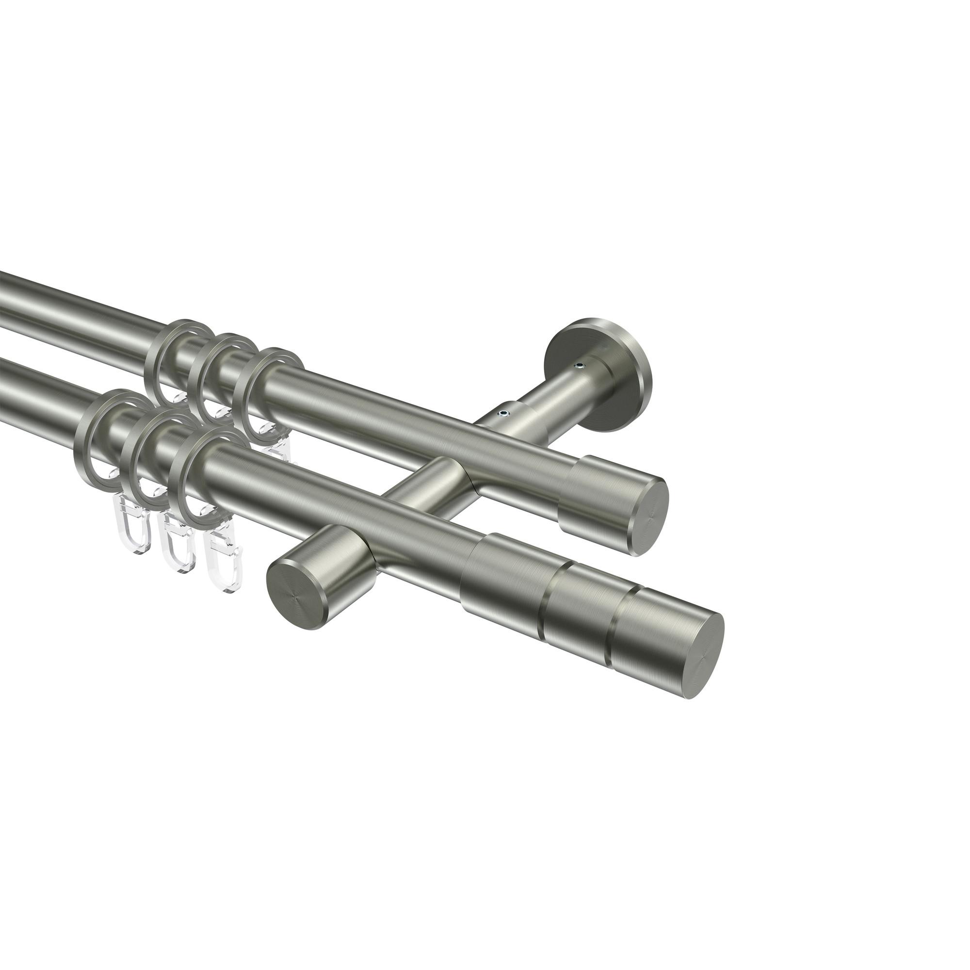 GARDINENSTANGE Prestige Elanto 400 cm (geteilt in 2 x 200 cm), 2-läufig, 20 mm Ø Edelstahl-Optik - Edelstahlfarben, Metall (400cm) - INTERDECO