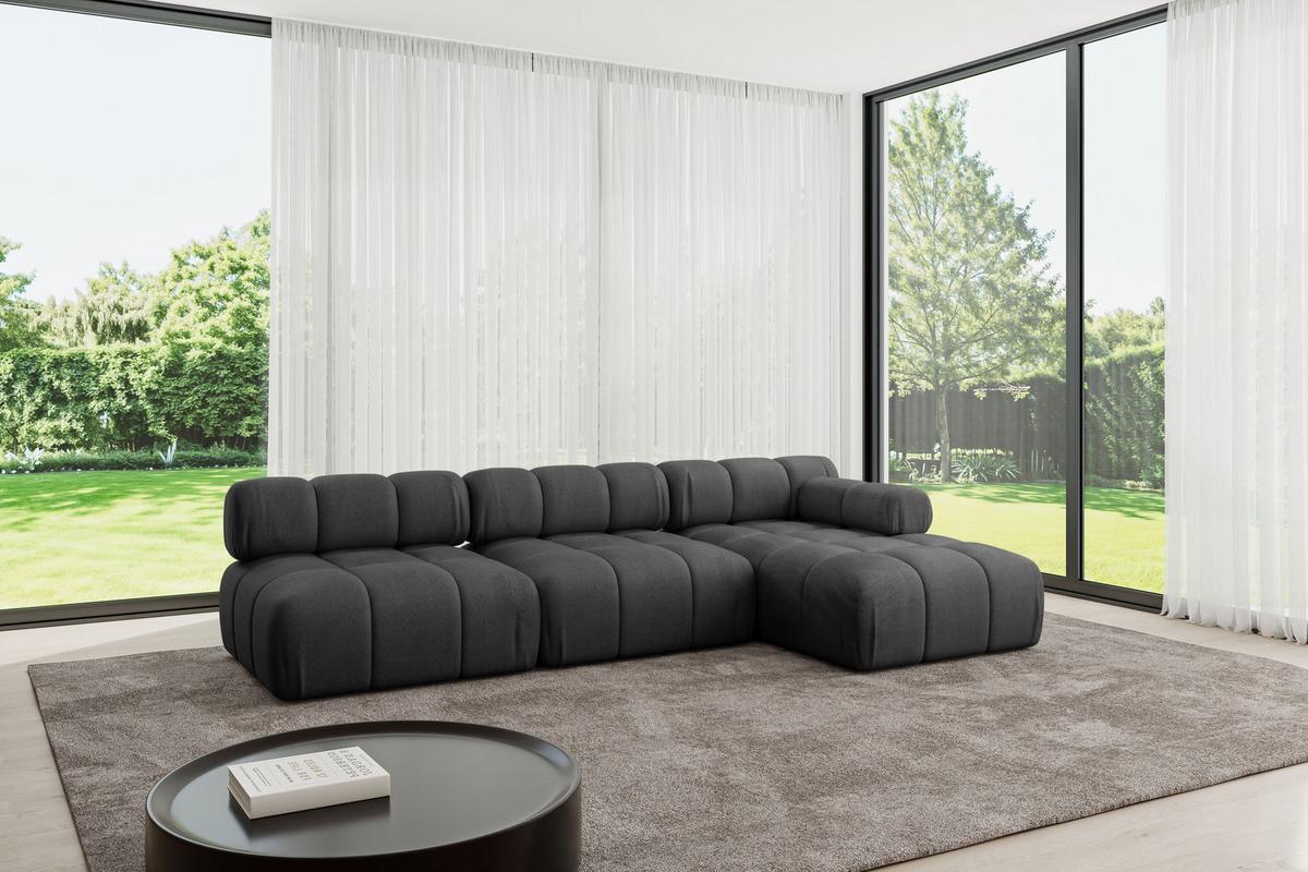 ECKSOFA modulares Sofa Razon-L2 - 285x160x70 cm Schwarz Velours - Schwarz, Holzwerkstoff/Textil (285/160cm) - ALTDECOR