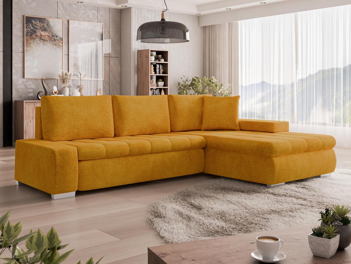 ECKSOFA Orkan Mini - Currygelb, Holz/Textil (265/185cm) - MIRJAN24