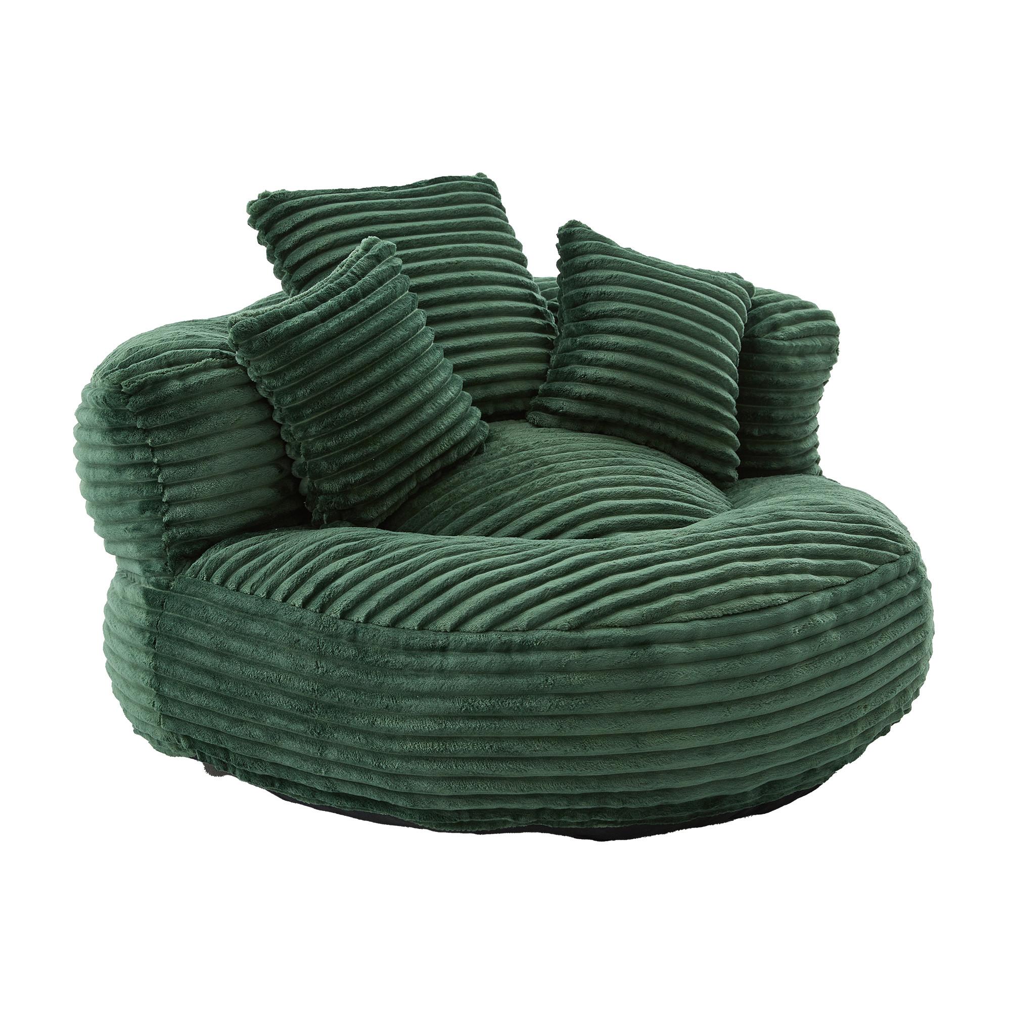 SITZSACK in Chenille mit 3 Kissen - Grün, Textil (108/52/108cm) - Urban Meuble