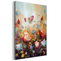 METALLBILD Blumen - Kunst - Natur - Ölgemälde 30x40 cm - Multicolor, Metall (30/40cm) - MuchoWow