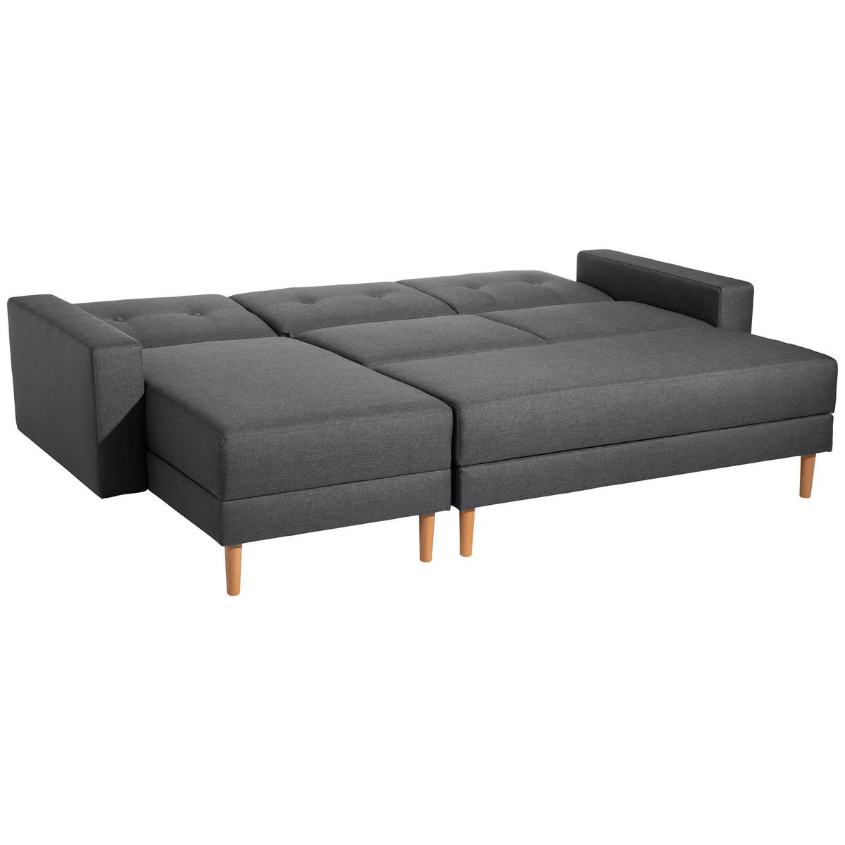 FUNKTIONSSOFA mit Hocker Kattie Flachgewebe graphit - Graphitfarben, Kunststoff (144/230cm) - 58aufmkessel