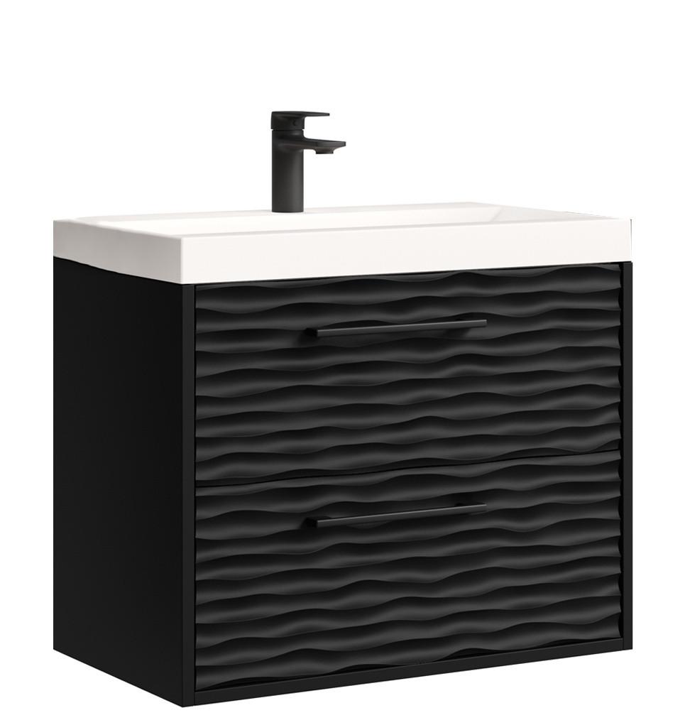 BADMÖBEL-SET Etna 2 Teile Schwarz Matt - 60 x 35 x 51 cm - Schwarz, Holz (60/51/35cm) - Badplaats