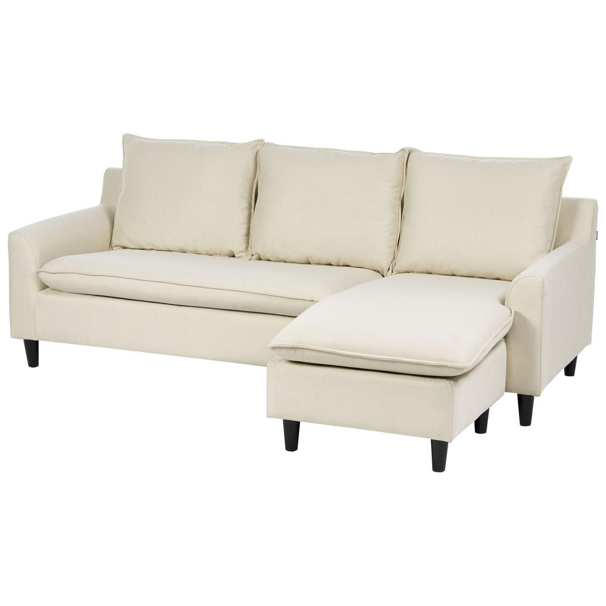 ECKSOFA 3-Sitzer Stoff Hellbeige linksseitig Elvenes - Beige, Textil (206/140cm) - Beliani