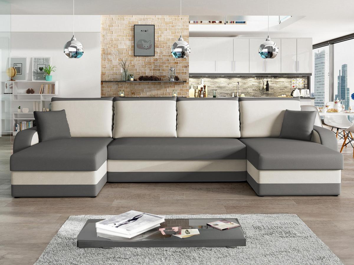 ECKSOFA Kris U - Hellgrau/Schwarz, Holz/Kunststoff (304/80/140cm) - MIRJAN24