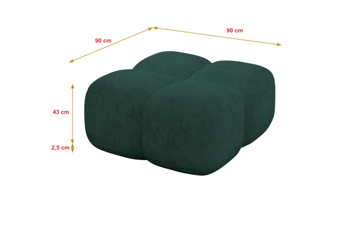 POUF Miko-Puf 90x90x45 cm Grün Velours Modular Sitzhocker - Schwarz/Grün, Holzwerkstoff/Kunststoff (90/43/90cm) - ALTDECOR