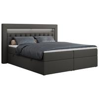 BOXBETT GOLD-6 LED 160/200 Dunkelgrau Kunstleder - H4 - Dunkelgrau, Holz/Textil (160/200cm) - MKS