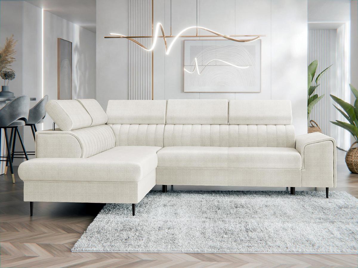 ECKSOFA Kadurin, Seite: Links - Creme/Schwarz, Holz/Kunststoff (276/206cm) - MIRJAN24