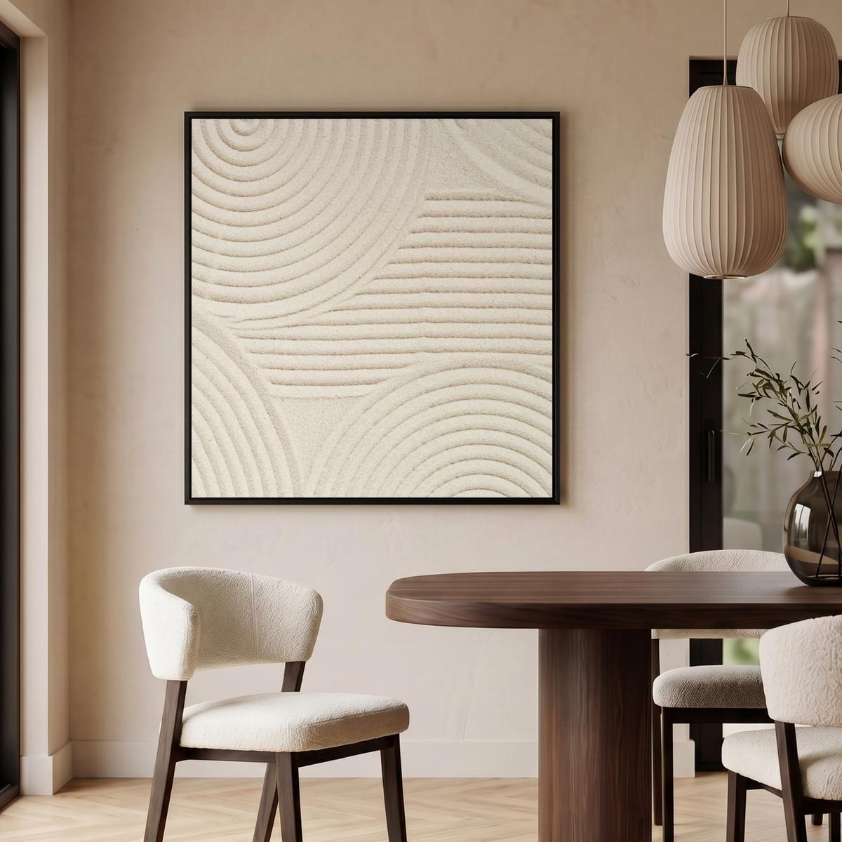 LEINWAND Bilder mit Rahmen - Muster - Abstrakt - Weiß - 90x90 - Beige, Textil (90/90cm) - MuchoWow