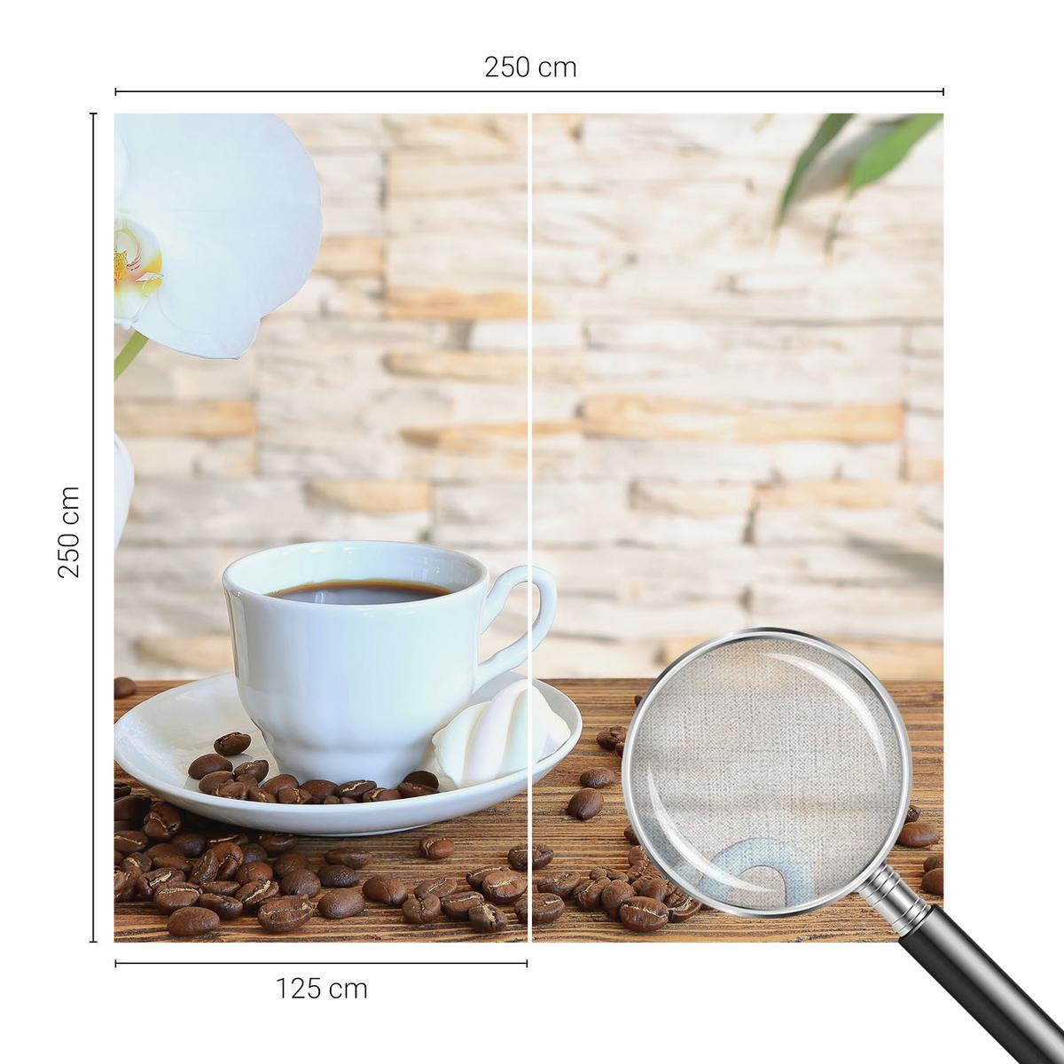 FOTOTAPETE 250x250 cm - Florale Entspannung - Weiß, Textil (250/250cm) - Wallfluent