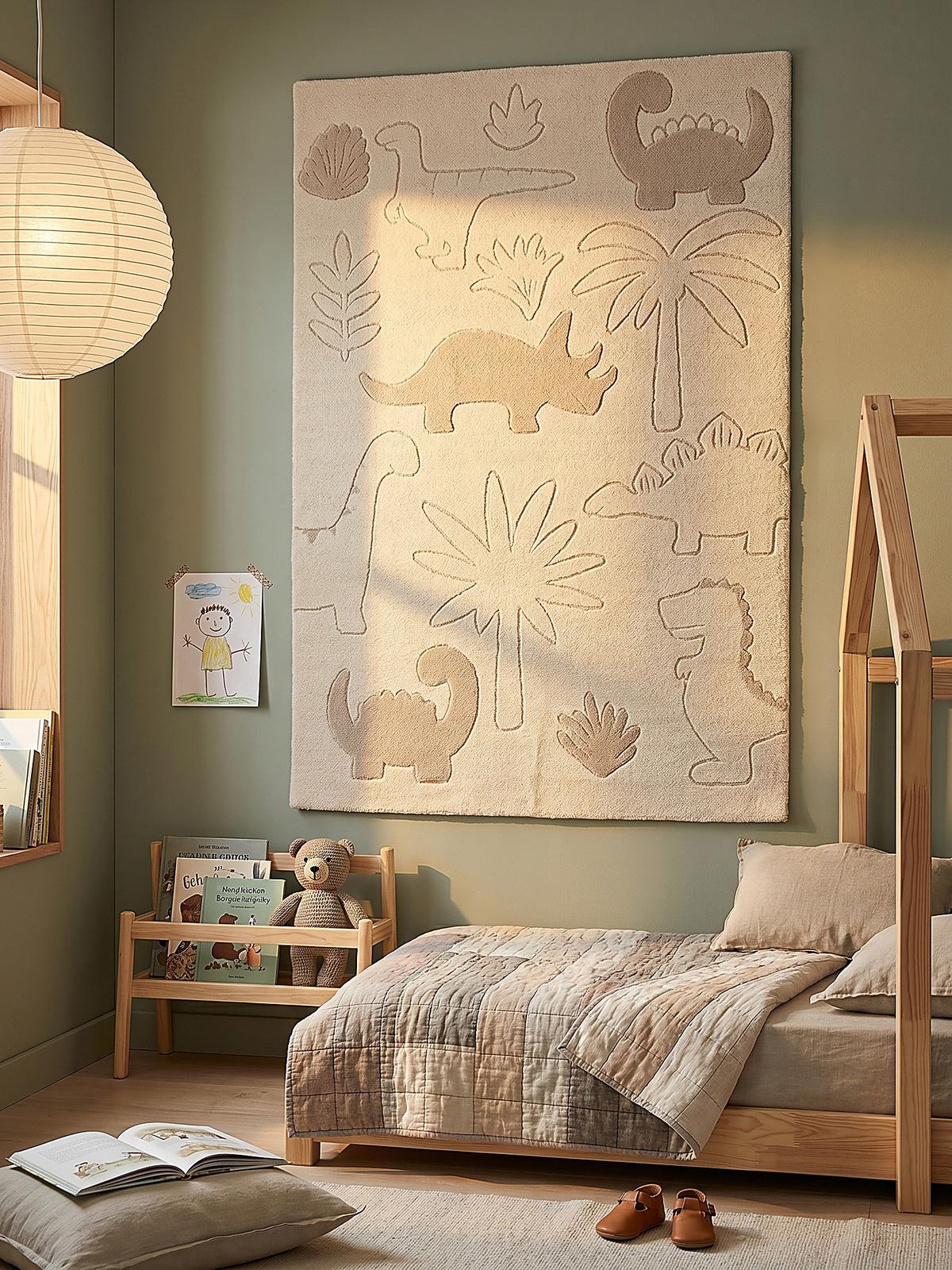 KINDERTEPPICH Kurzflor Dinosaurier CANAZEI Polypropylen Creme 120 x 160 cm - Beige, Textil (120/160cm) - KADIMA DESIGN
