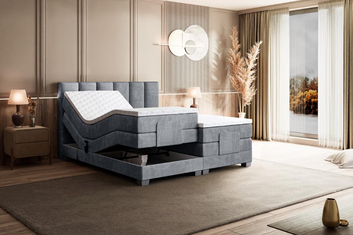 BOXSPRINGBETT elektrisch verstellbar mit 2 Matratzen H4/Taschenfederung AMEL EL 160 x 200 Hellgrau - Hellgrau, Holzwerkstoff (167/200cm) - ALTDECOR
