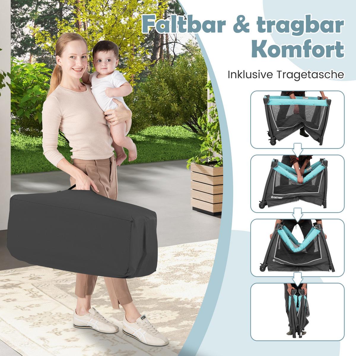 KINDERBETT mit Matratze grün - Grün, Textil - COSTWAY