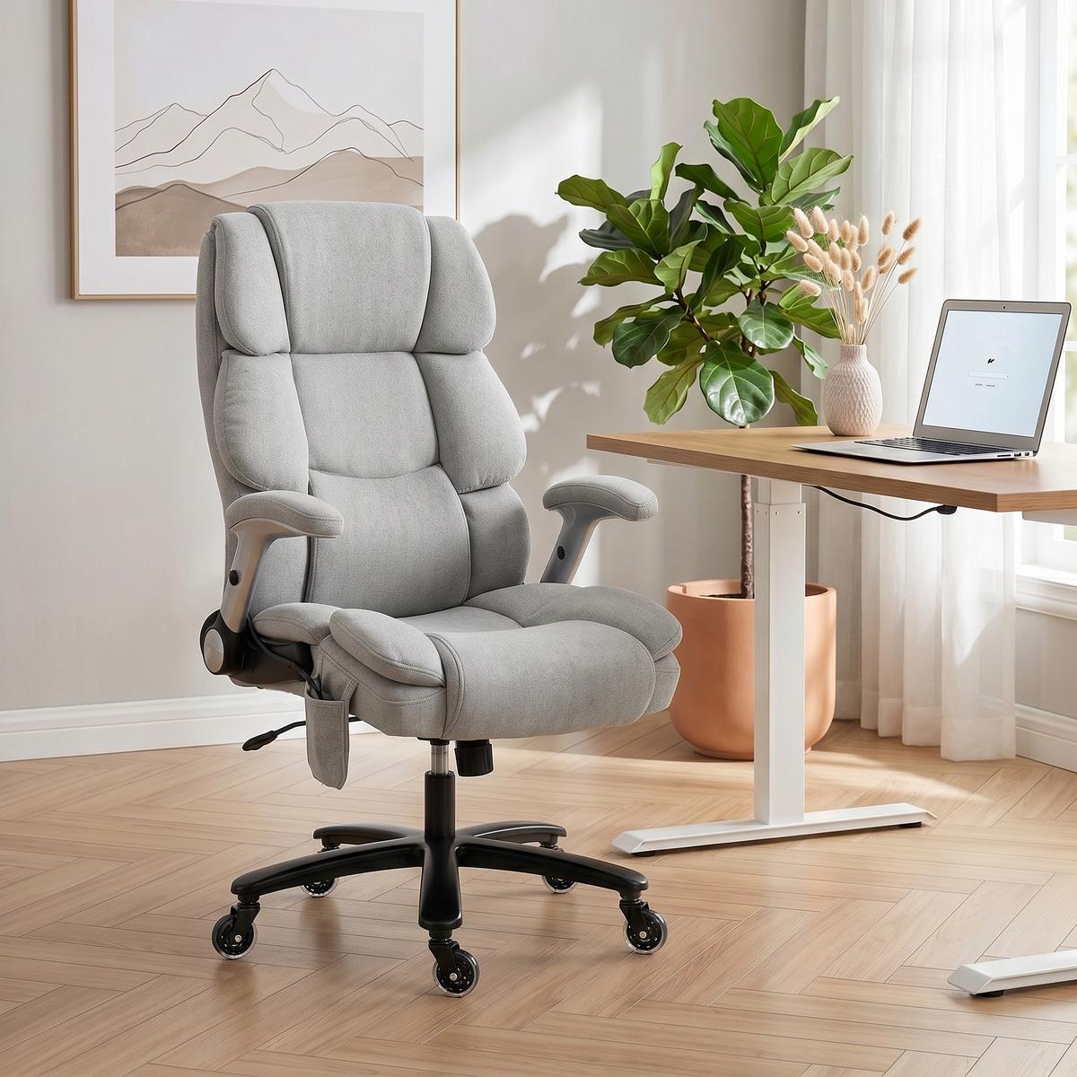BÜROSTUHL Schneeflanell Hellgrau - Hellgrau, Textil (70/122/82cm) - HOMCOM