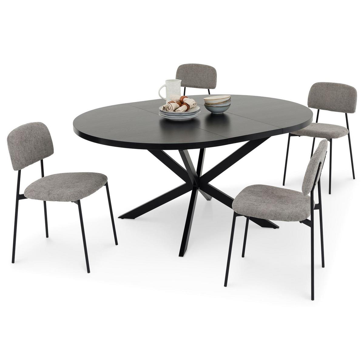 ESSGRUPPE TOLEDO 5er Set schwarz - Schwarz, Holzwerkstoff/Metall - IDIMEX