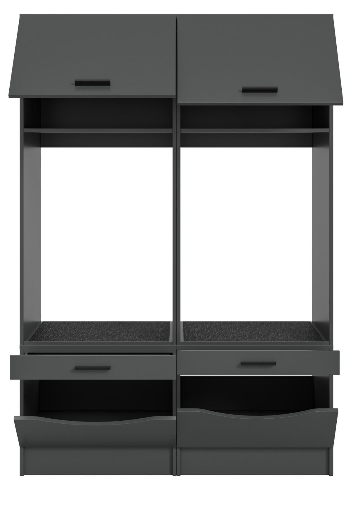 WASCHMASCHINENSCHRANK grau Set 2-teilig 132 x 195 cm, Umbau für Waschmaschine und Trockner - Schwarz/Grau, Holzwerkstoff/Kunststoff (132/195/68cm) - Inn.Furn