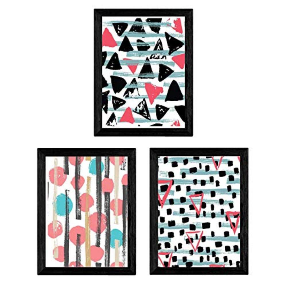 POSTER Set Mit 3 Aquarell Rahmen A3 Schwarzer Rahmen - Schwarz, Papier (29.7/5/42cm) - Nacnic