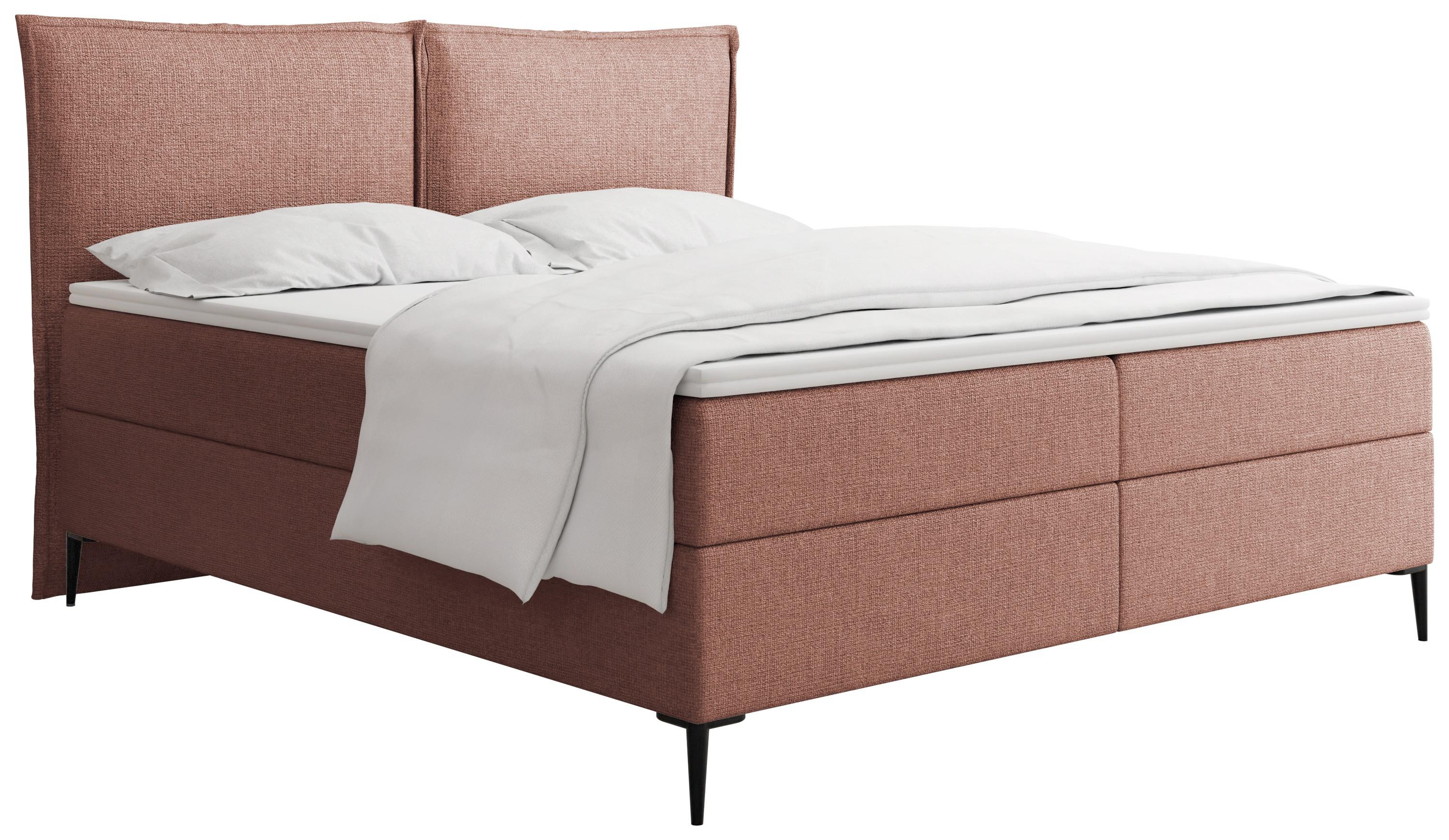 BOXBETT Calio Rise mit Bettkasten, Terrakotta Chenille 200x200 cm – inkl. H4 Taschenfederkern Matratze & Foam Topper - Beige/Terracotta, Holz/Holzwerkstoff (200/200cm) - WFL GROUP