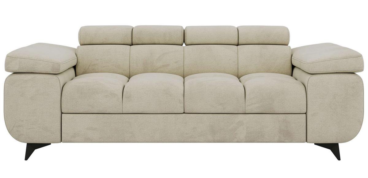 2-SITZER SOFA NIDELLO - Beige Velvet - Beige/Schwarz, Textil/Metall (194/70/97cm) - MKS