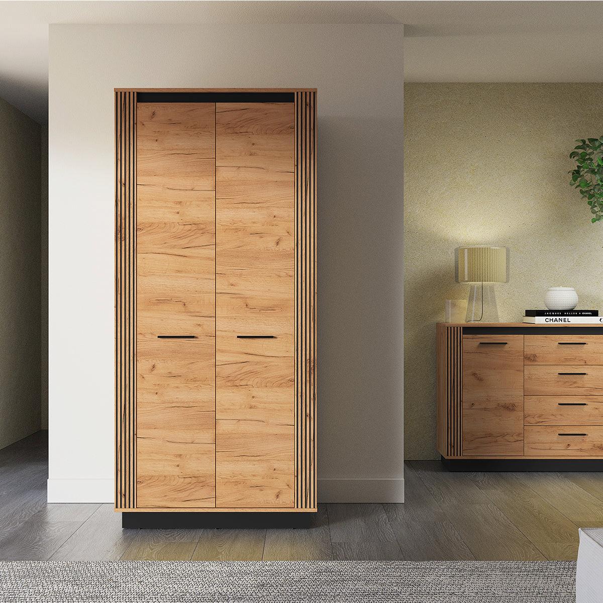 SCHRANK 2 Türen Solal Holz - Braun, Holzwerkstoff (92/200/55cm) - Petits-meubles