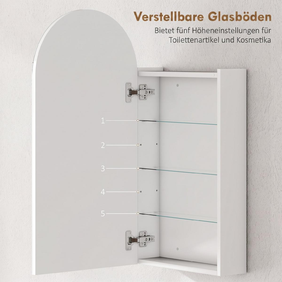 SPIEGELSCHRANK MDF Weiß - Weiß, Glas/Holzwerkstoff (12/80/40cm) - HOMCOM