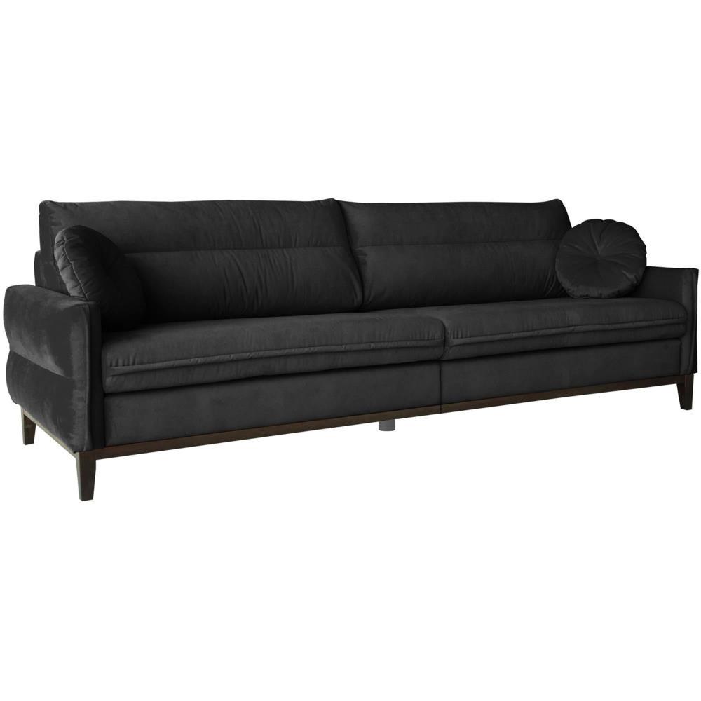 SOFA 3-SITZER Belweder Velours schwarz - Wengefarben/Schwarz, Holz/Textil (268/95/94cm) - Beautysofa