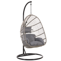 HÄNGESESSEL mit Gestell PE Rattan grau 97 cm Casoli - Grau, Kunststoff (97/199/97cm) - Beliani