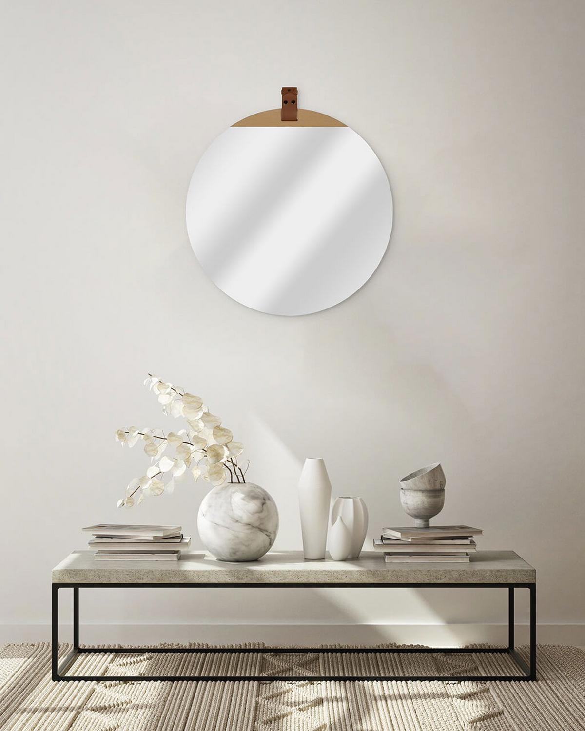 WANDSPIEGEL Braun 83,82/76,2 cm - Braun, Leder (8/76.2/1cm) - KUNSTLOFT