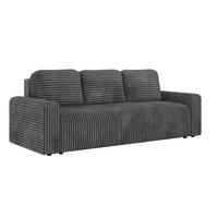 3-SITZER-SOFA NESSARO - Grau Cord - Schwarz/Grau, Kunststoff/Textil (243/92/90cm) - MKS