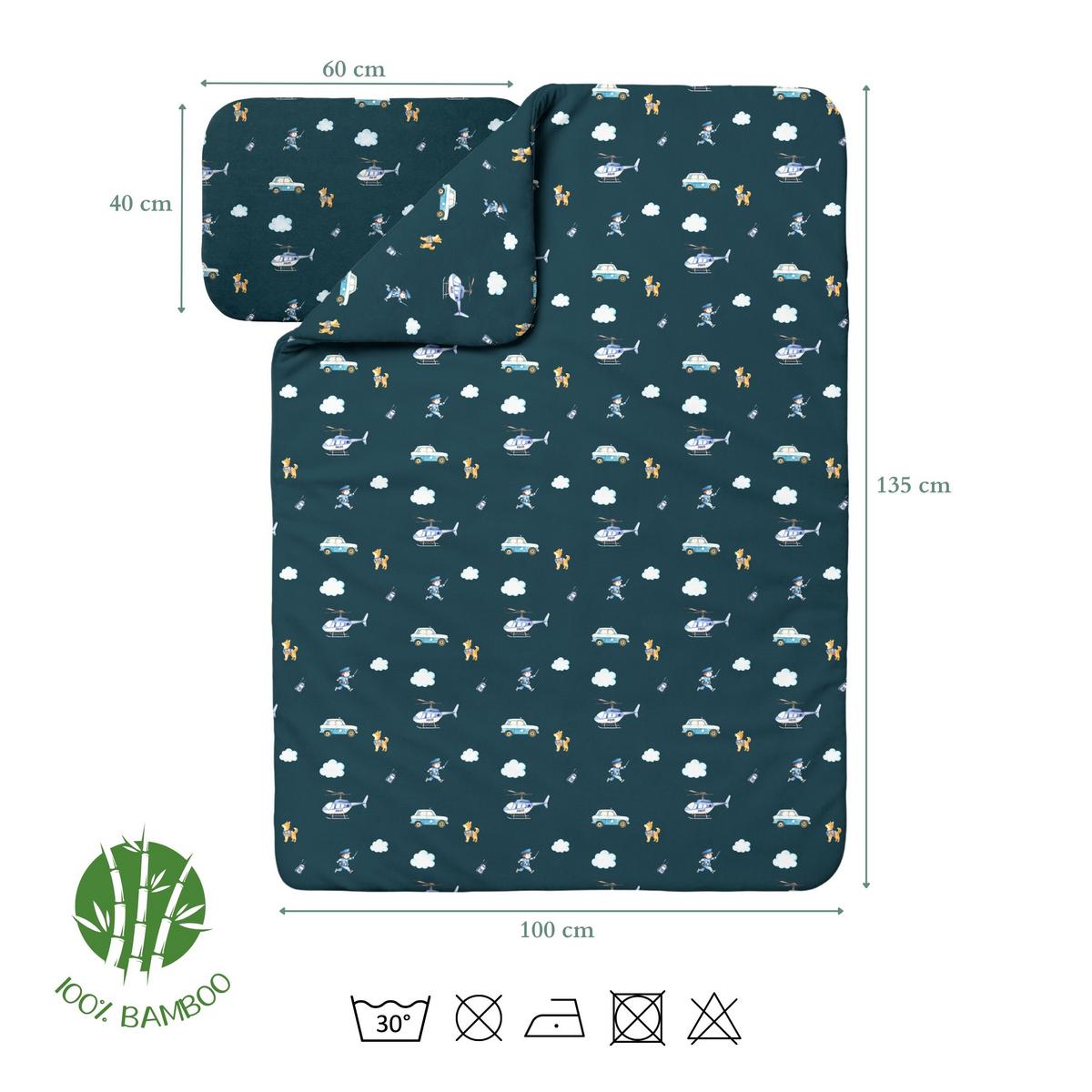 BABY Bambus-Bettwäsche Polizei - Dunkelblau, Textil (100/135cm) - waldin