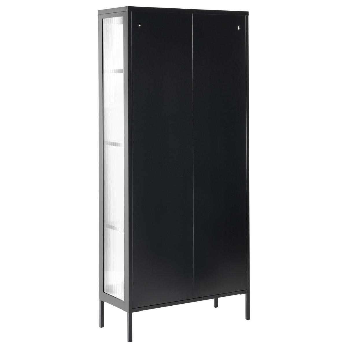 VITRINE mit Glastüren Metall Schwarz Gleora - Schwarz, Metall (80/180/35cm) - Beliani