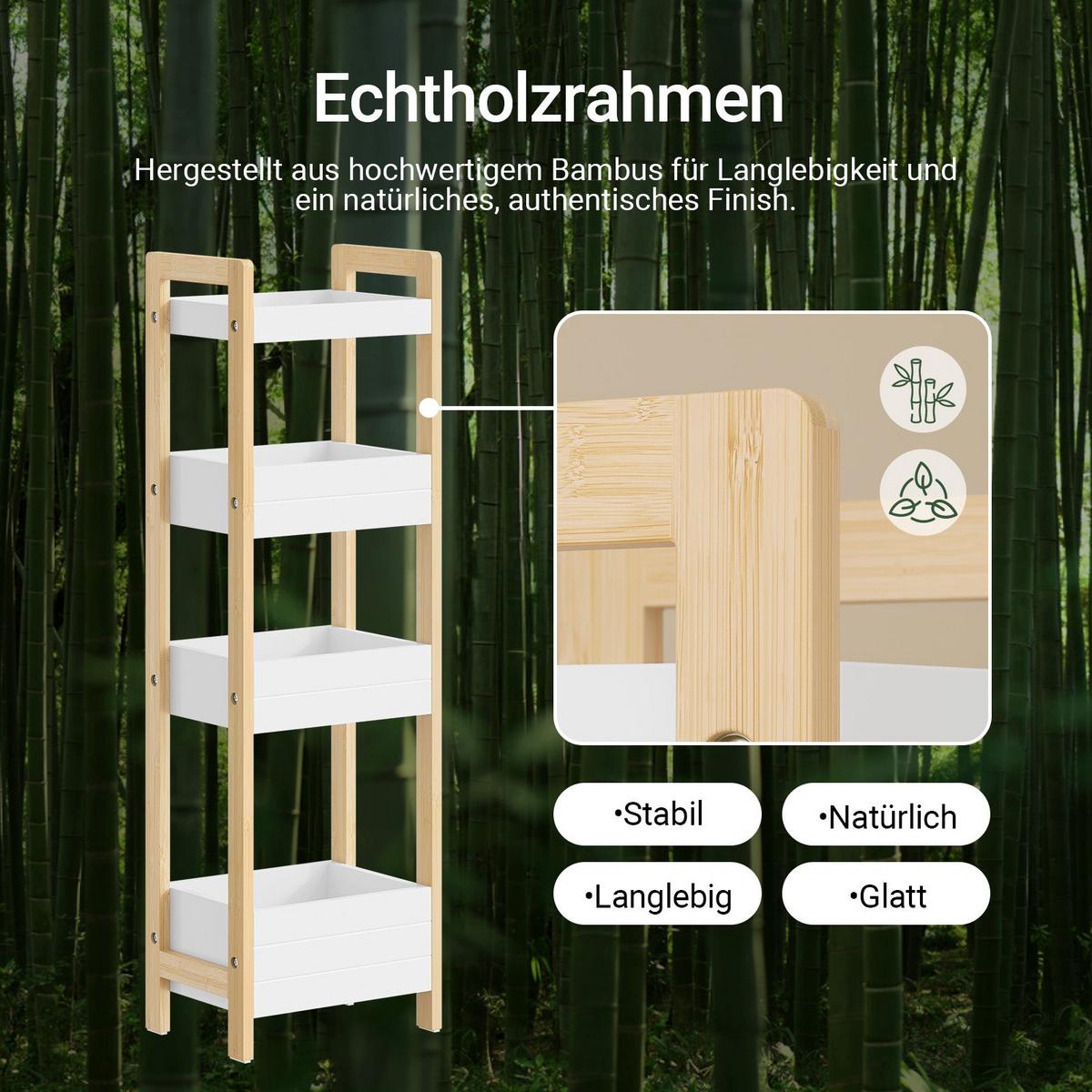BADEZIMMERSCHRANK Schmal mit 4 Stabilen Regalen 90x28x20cm - Weiß, Holzwerkstoff (28/90/20cm) - SoBuy