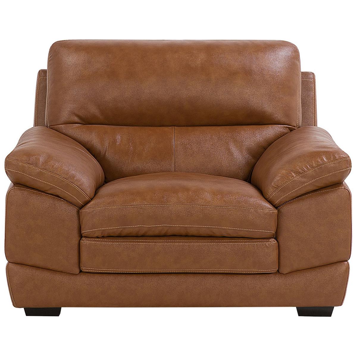 SESSEL Leder goldbraun Horten - Braun, Leder/Kunststoff (115/89/85cm) - Beliani